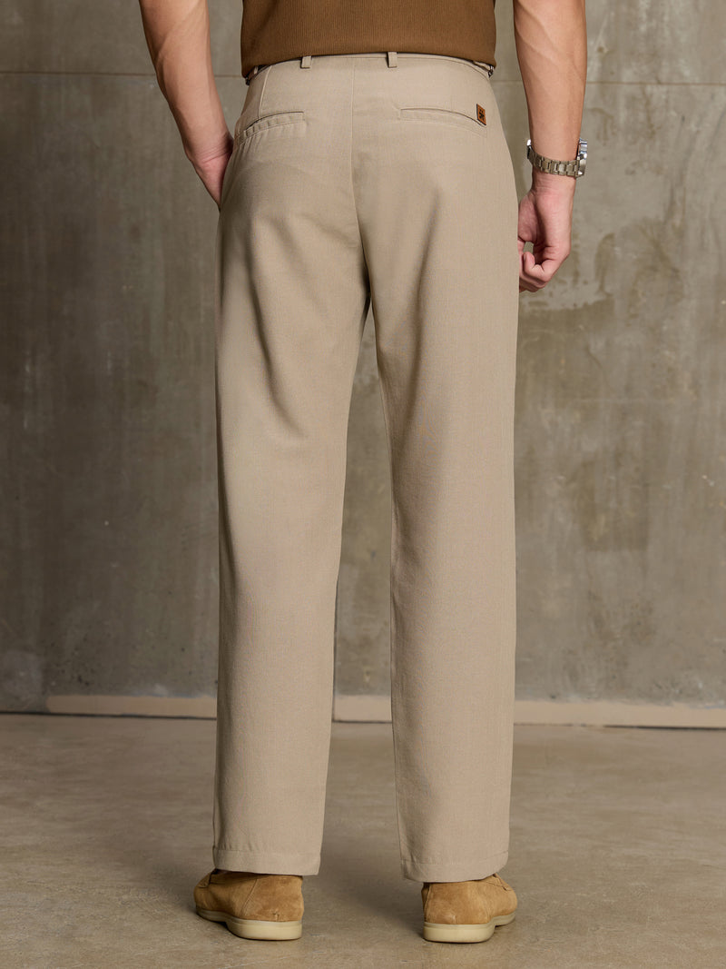 Cahoot Men's Beige Cotton Straight Fit Trouser With Side Tab - view 4
