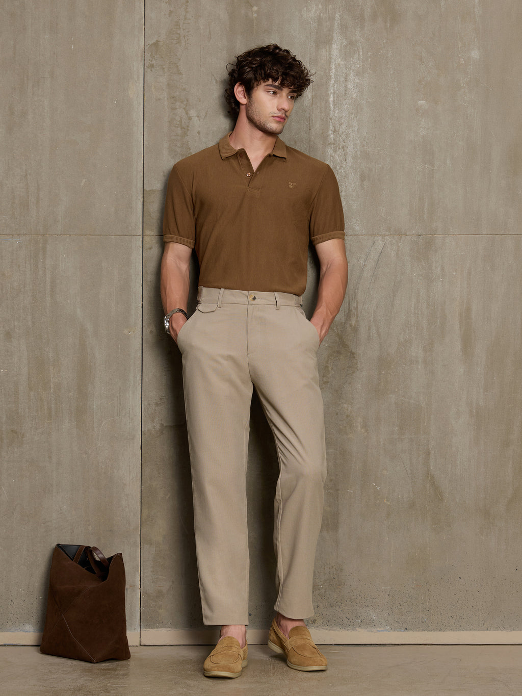 Cahoot Men's Beige Cotton Straight Fit Trouser With Side Tab - view 5