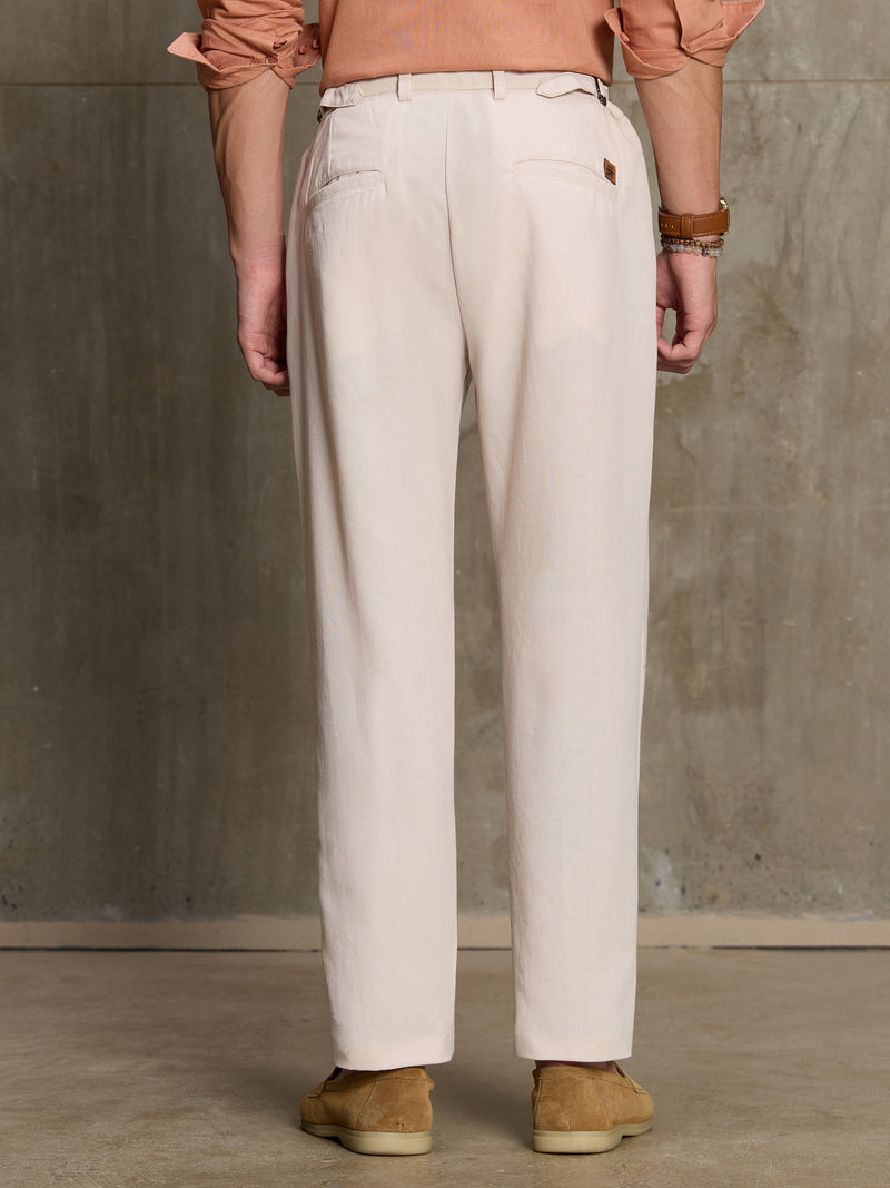 Cahoot Men's Light Beige Cotton Straight Fit Trouser With Side Tab - view 4