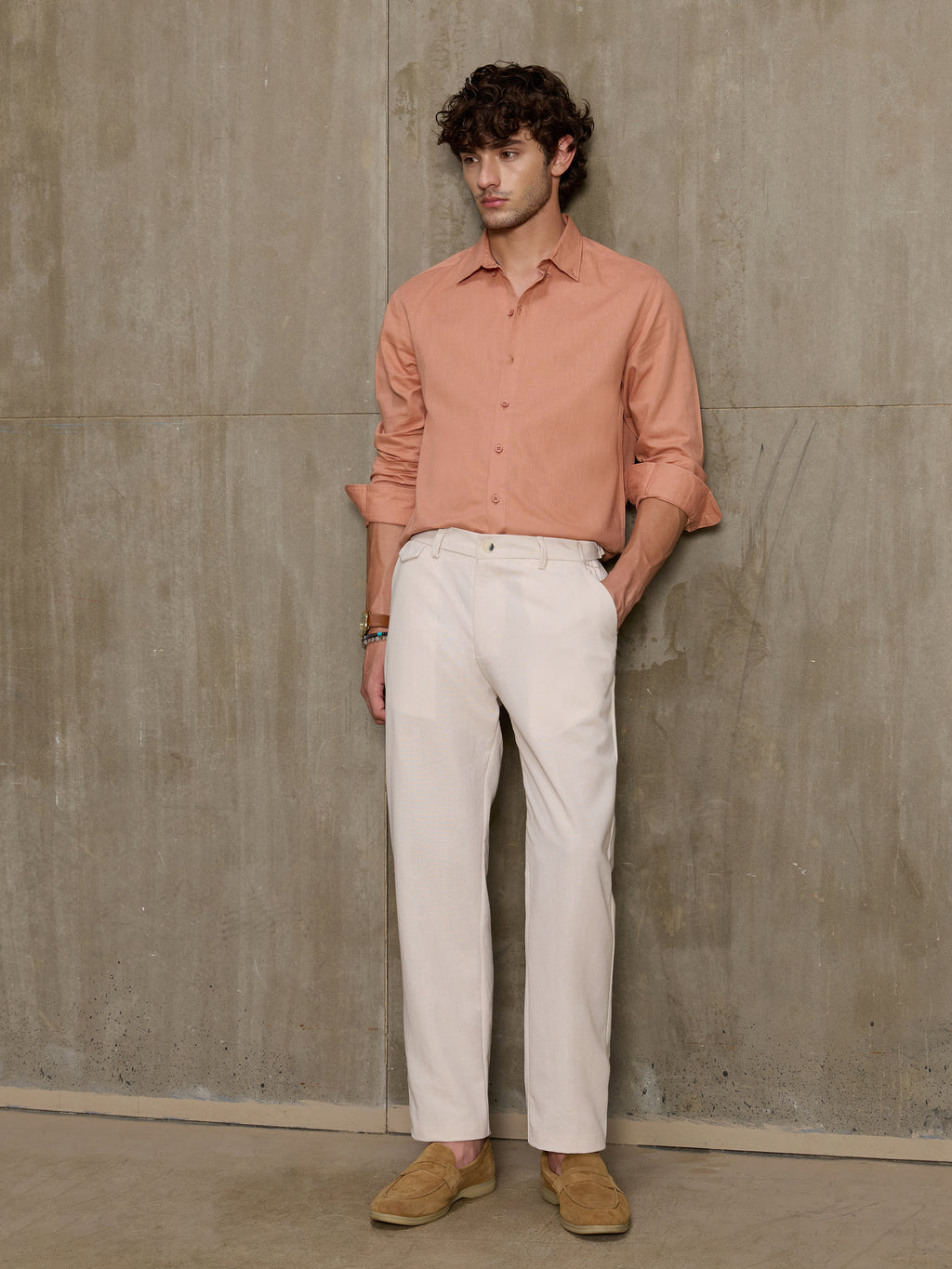 Cahoot Men's Light Beige Cotton Straight Fit Trouser With Side Tab - view 5