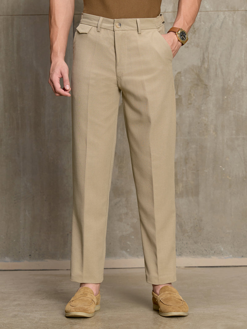 Cahoot Men's Light Brown Cotton Straight Fit Trouser With Side Tab - view 2