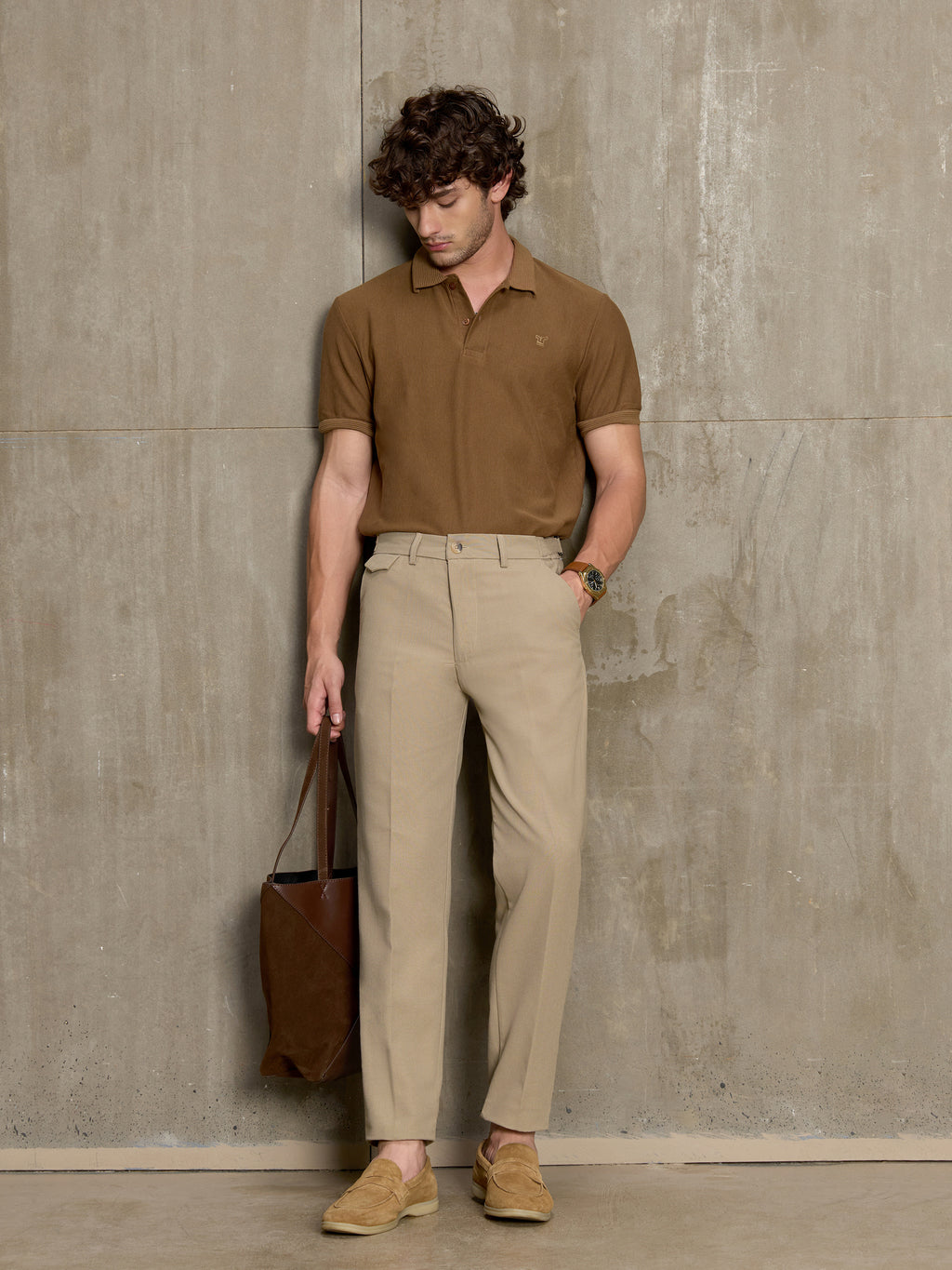 Cahoot Men's Light Brown Cotton Straight Fit Trouser With Side Tab - view 6