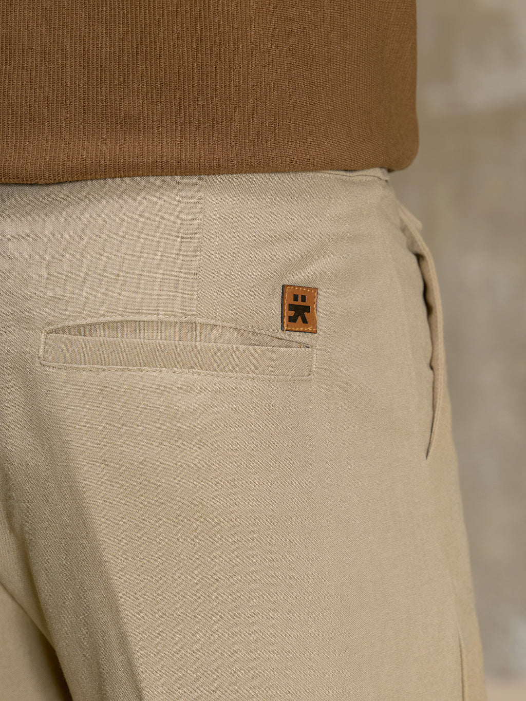 Cahoot Men's Light Brown Cotton Straight Fit Trouser With Side Tab - view 9