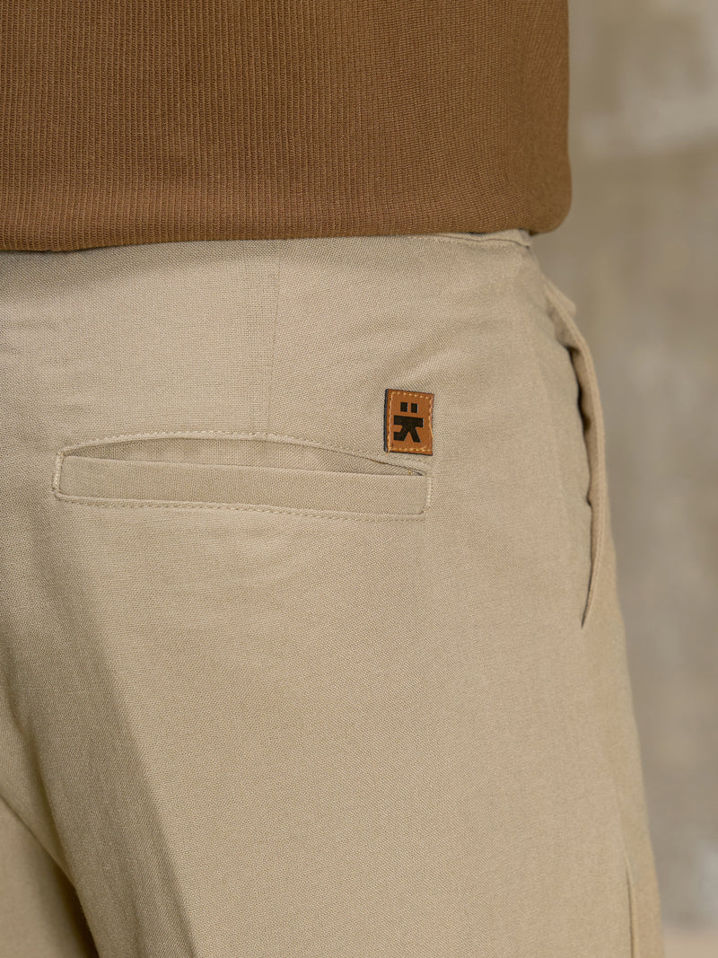 Cahoot Men's Light Brown Cotton Straight Fit Trouser With Side Tab - view 9