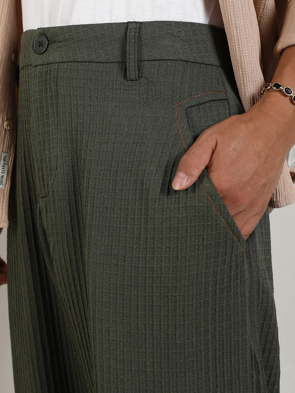 Lightweight - Textured Graph Check Trousers