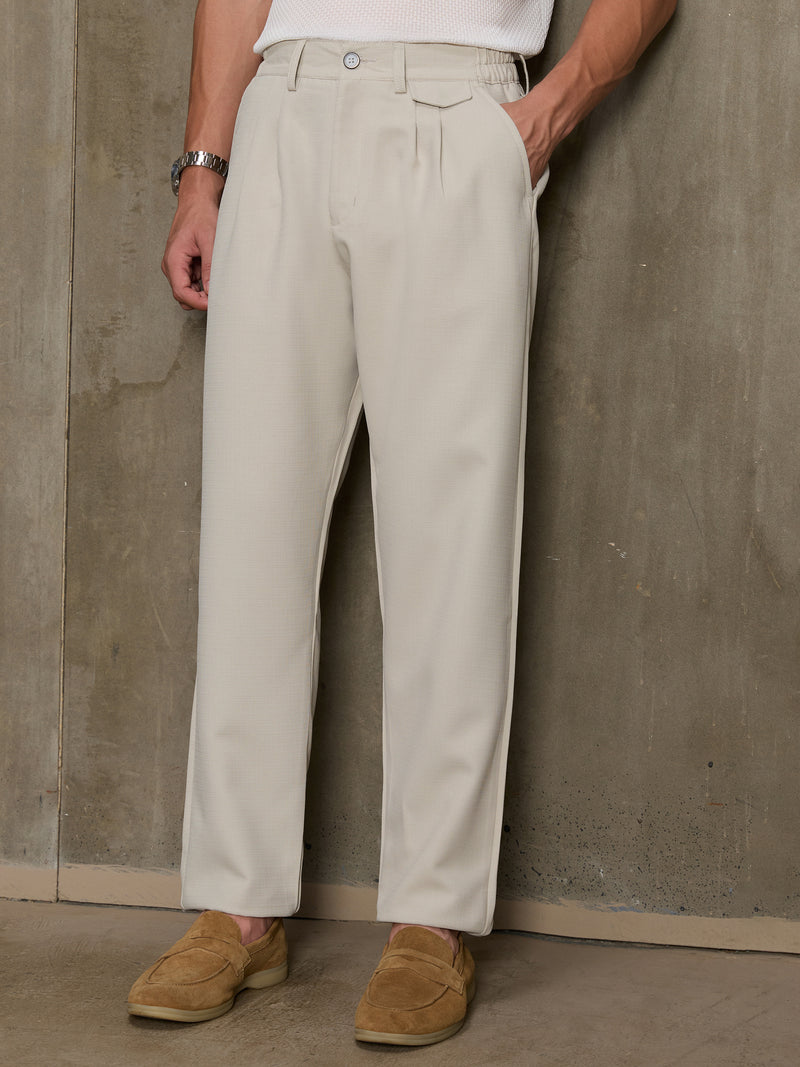 Cahoot Men's Beige Double Pleated Straight Fit Trouser - view 2