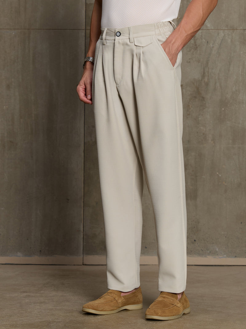 Cahoot Men's Beige Double Pleated Straight Fit Trouser - view 3