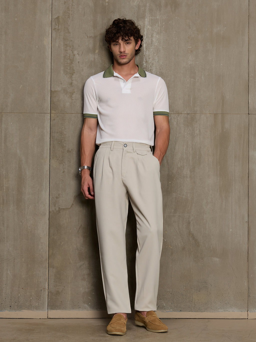 Cahoot Men's Beige Double Pleated Straight Fit Trouser - view 4