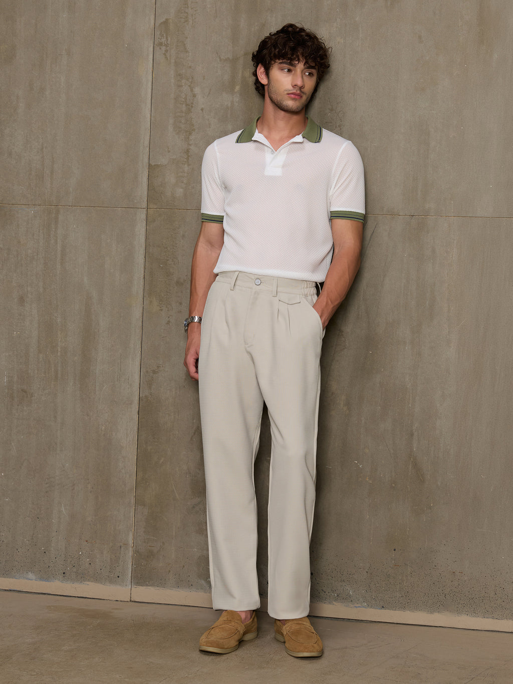 Cahoot Men's Beige Double Pleated Straight Fit Trouser - view 5