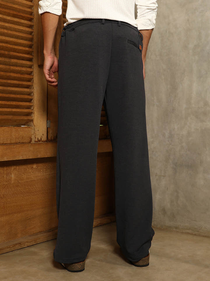 Micro-Waffle Straight-Leg Trousers