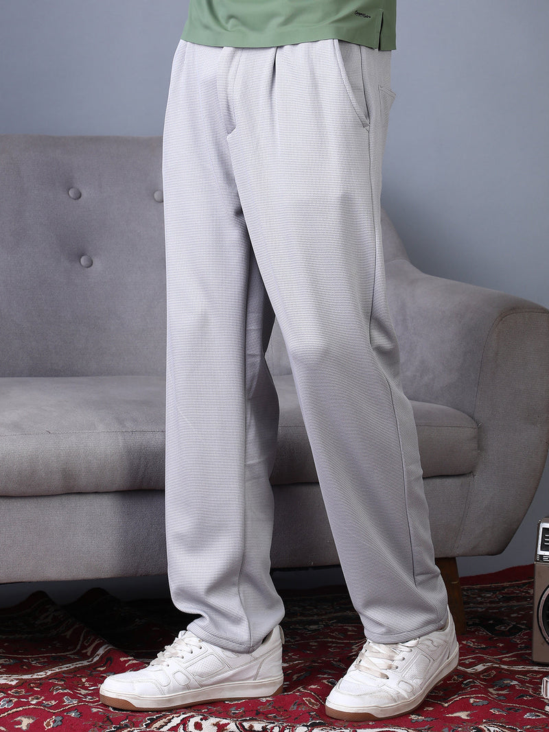 Micro-Waffle Straight Trousers