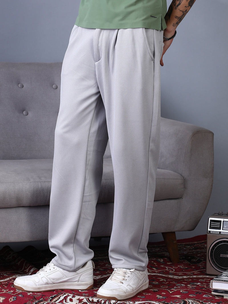 Micro-Waffle Straight Trousers