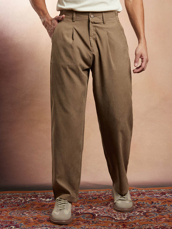 Straight-Fit Pleated Tailored Trousers