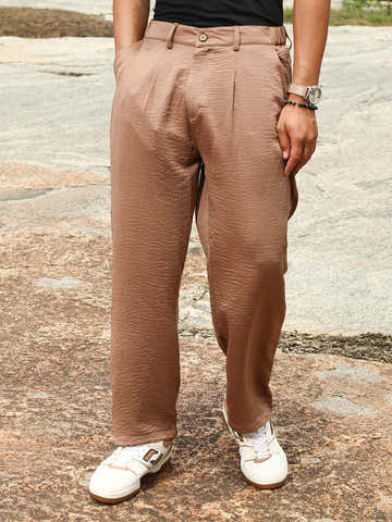 Lightweight - Creased-Pleated Straight Trousers