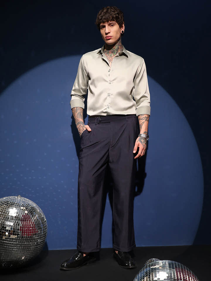 Pleated Cuffed Trousers