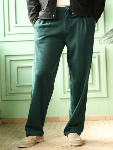 Pleated-Ribbed Trousers