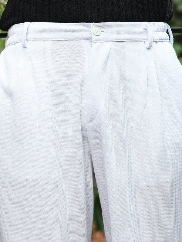 Pleated-Ribbed Trousers
