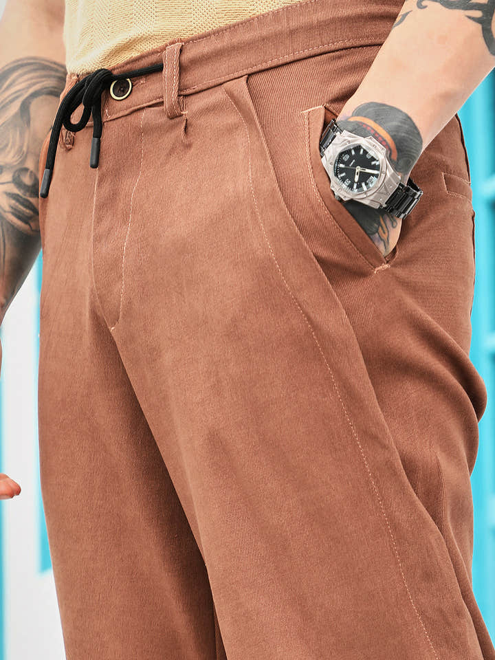 Twill-Panelled Chino Trousers