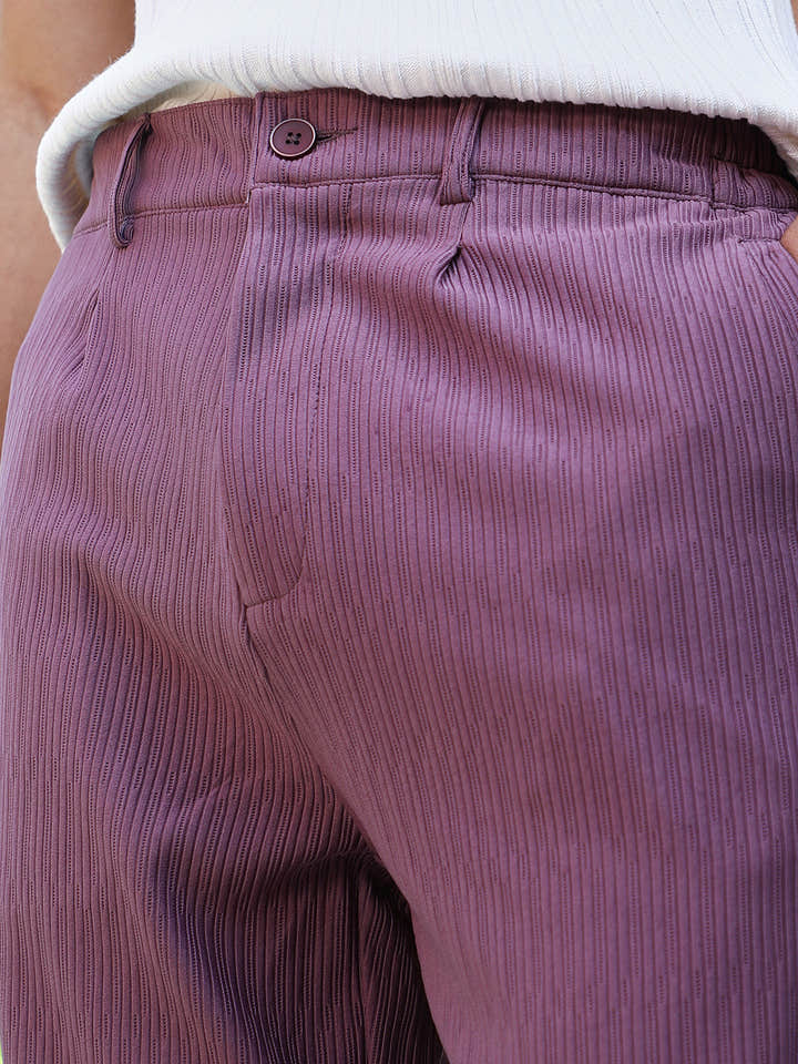 Textured-Pleated Tailored Trousers