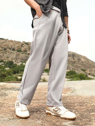 Extended-Waistband Straight Trousers