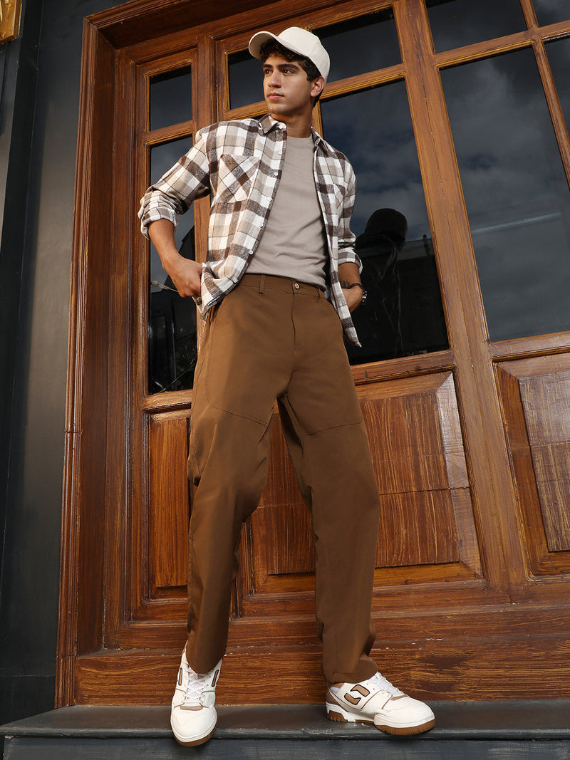 Panelled Straight-Fit Trousers