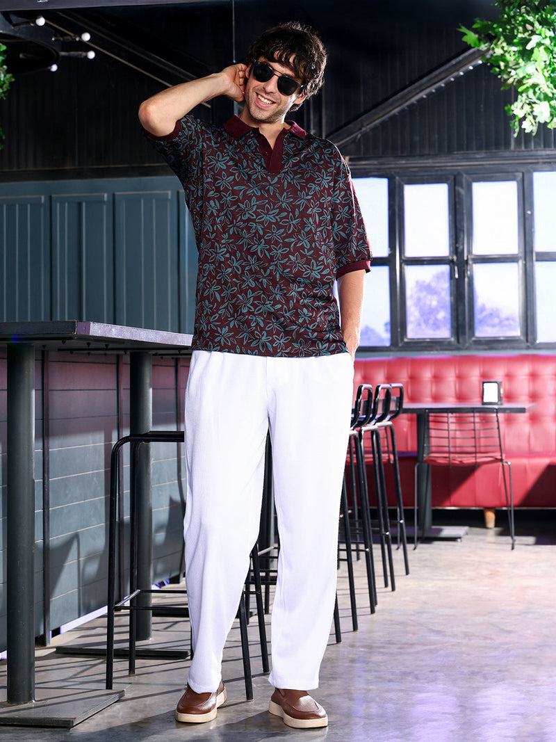 Floral-Jacquard Polo T-Shirt