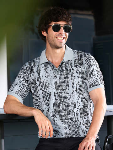 Abstract-Gravel Print Polo T-Shirt