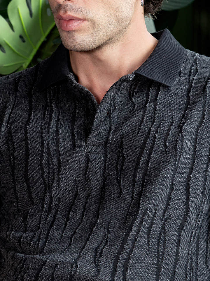 Crevice-Jacquard Polo T-Shirt