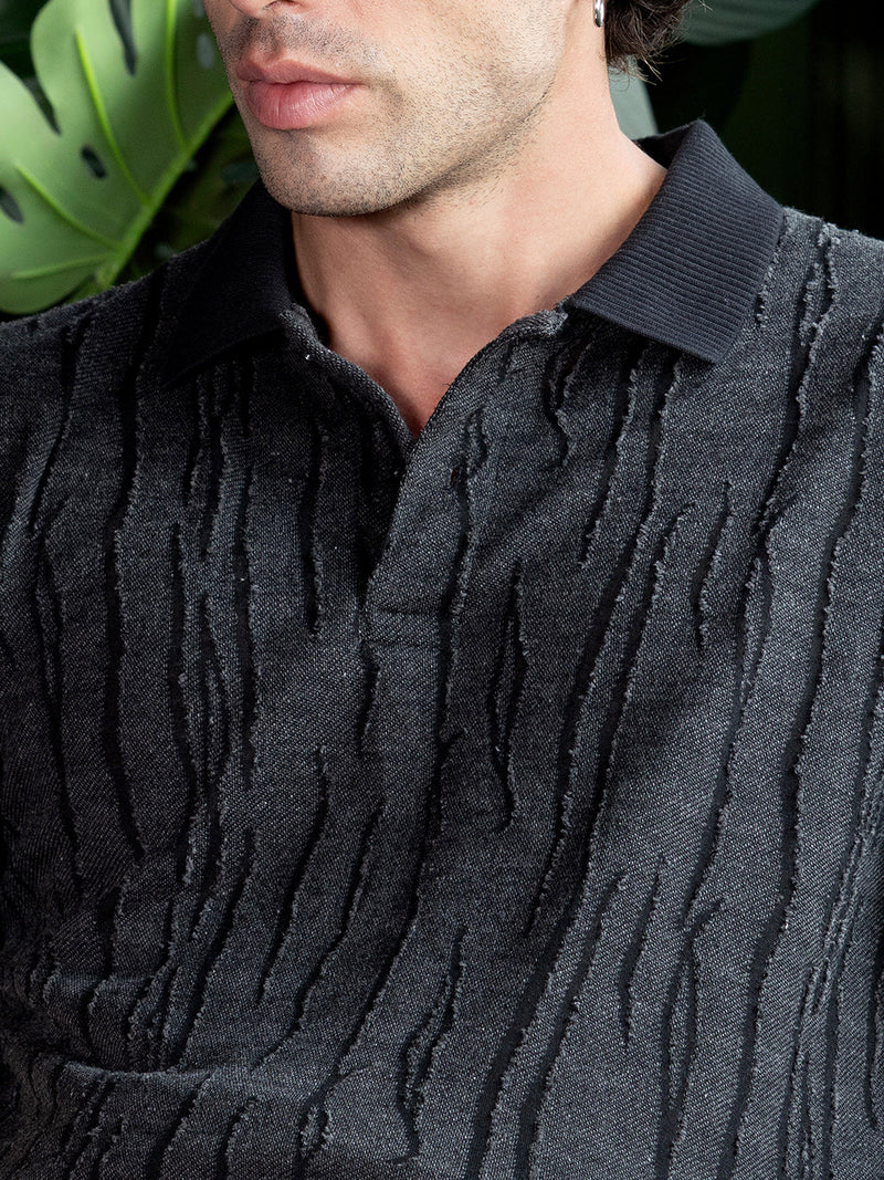 Crevice-Jacquard Polo T-Shirt