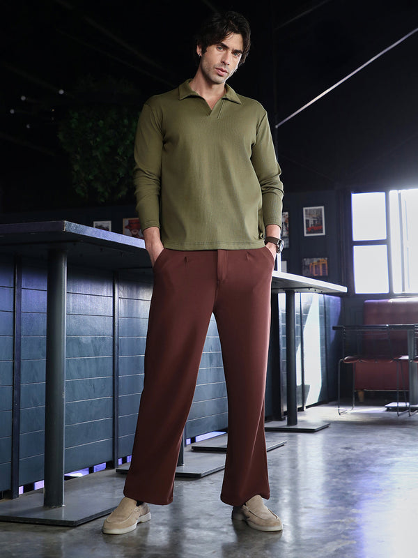 Solid Ribbed Polo T-Shirt