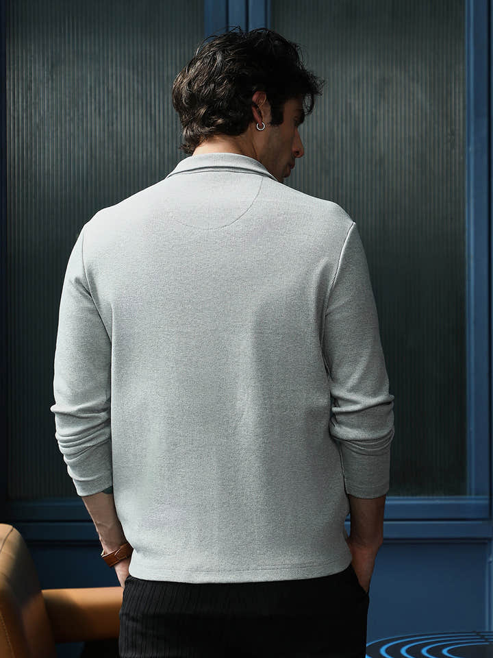 Solid Ribbed Polo T-Shirt