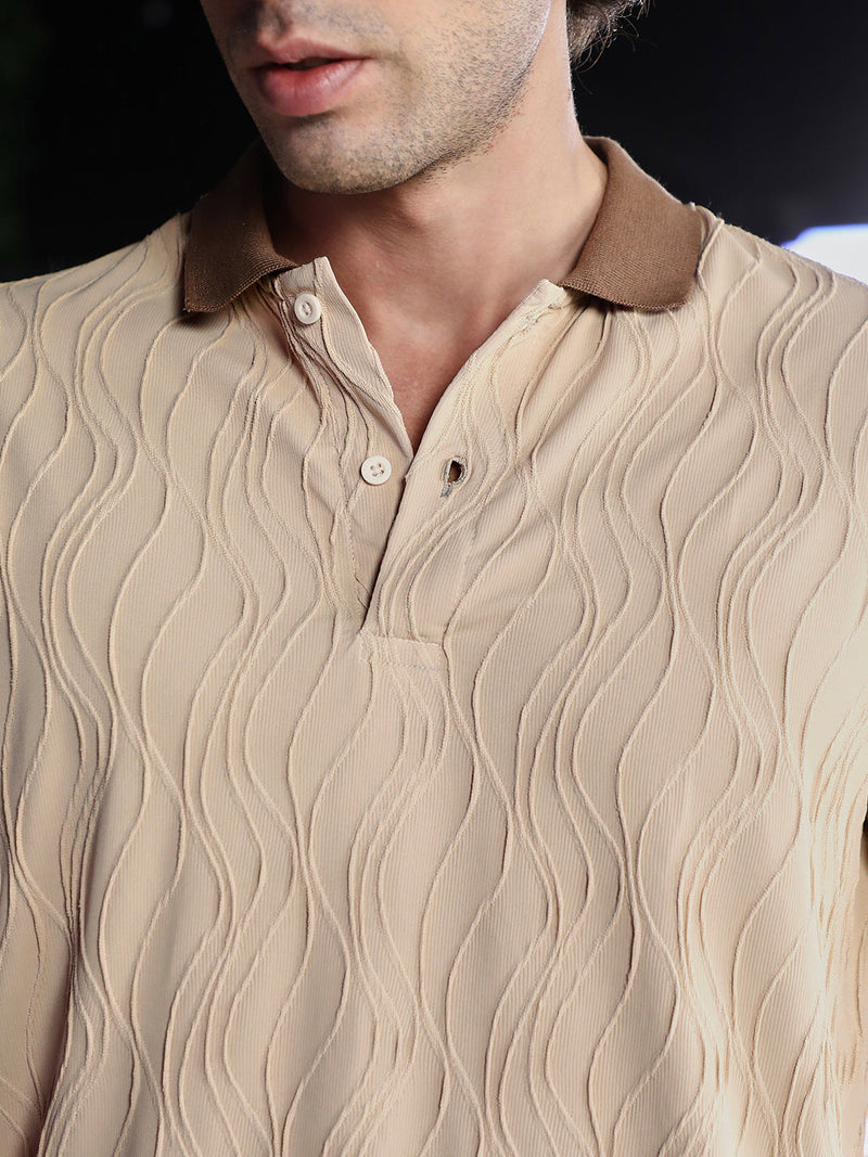 Swirl-Jacquard Polo T-Shirt