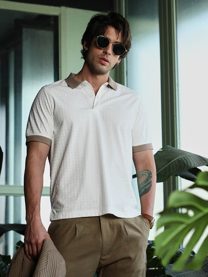 Basket-Jacquard Polo T-Shirt