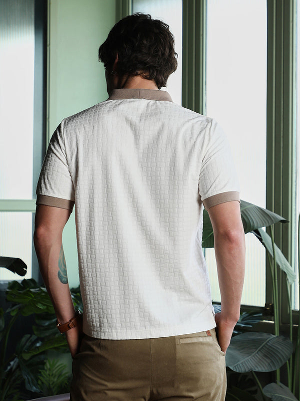 Basket-Jacquard Polo T-Shirt