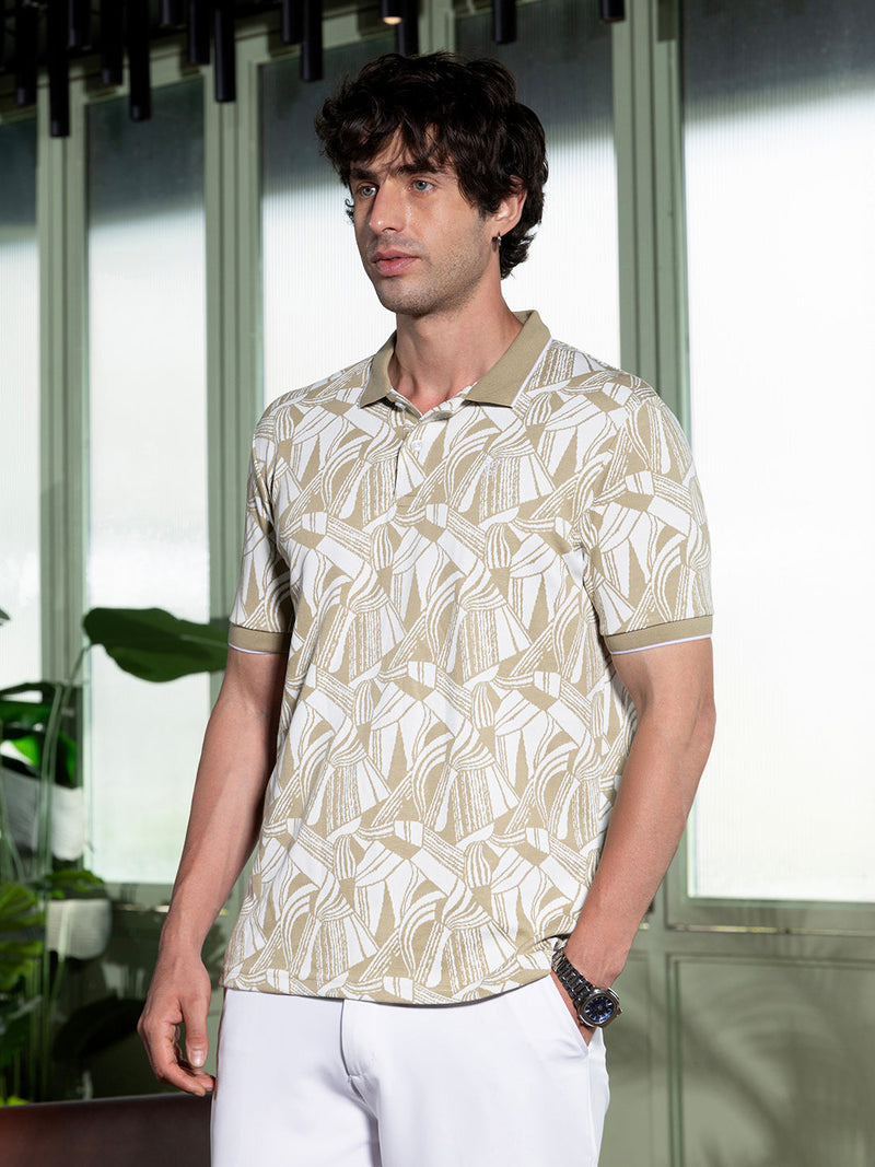 Stroke-Jacquard Polo T-Shirt