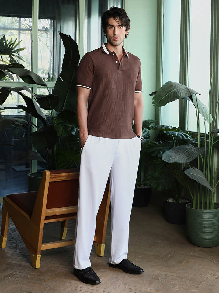 Cuboid-Jacquard Polo T-Shirt