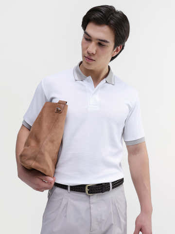 Waffle Knit Contrast Collar Regular Fit Polo