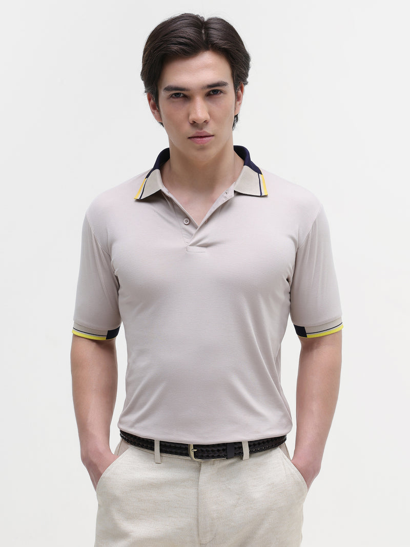 Beige Solid T-Shirt