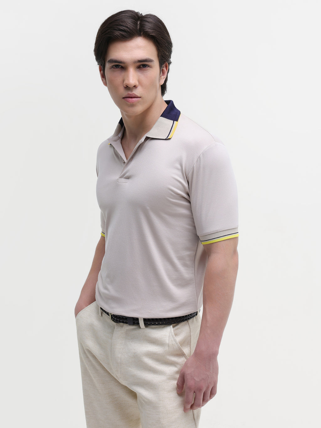 Beige Solid T-Shirt
