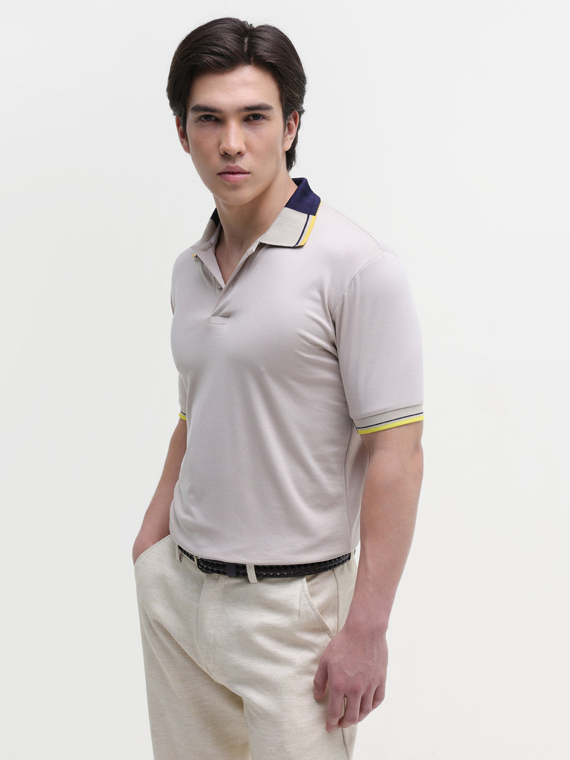 Beige Solid T-Shirt