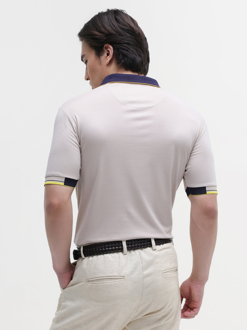 Beige Solid T-Shirt