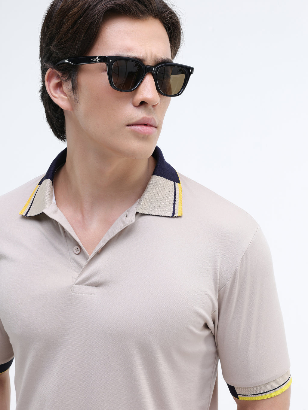 Beige Solid T-Shirt