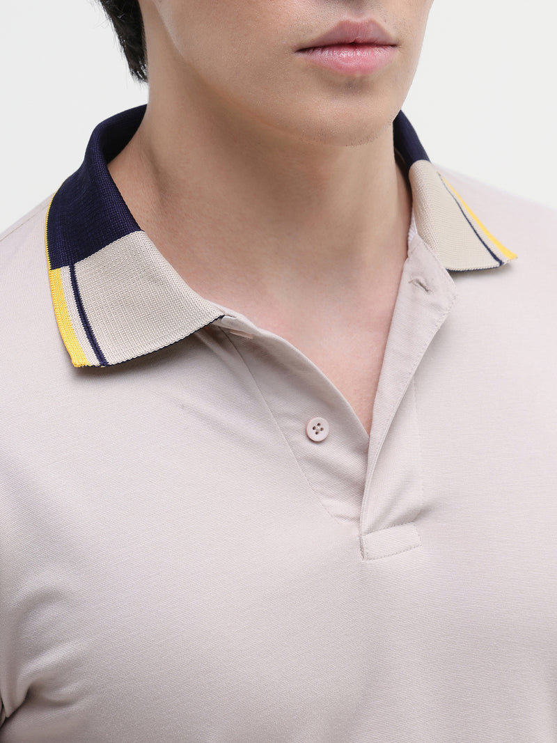 Beige Solid T-Shirt
