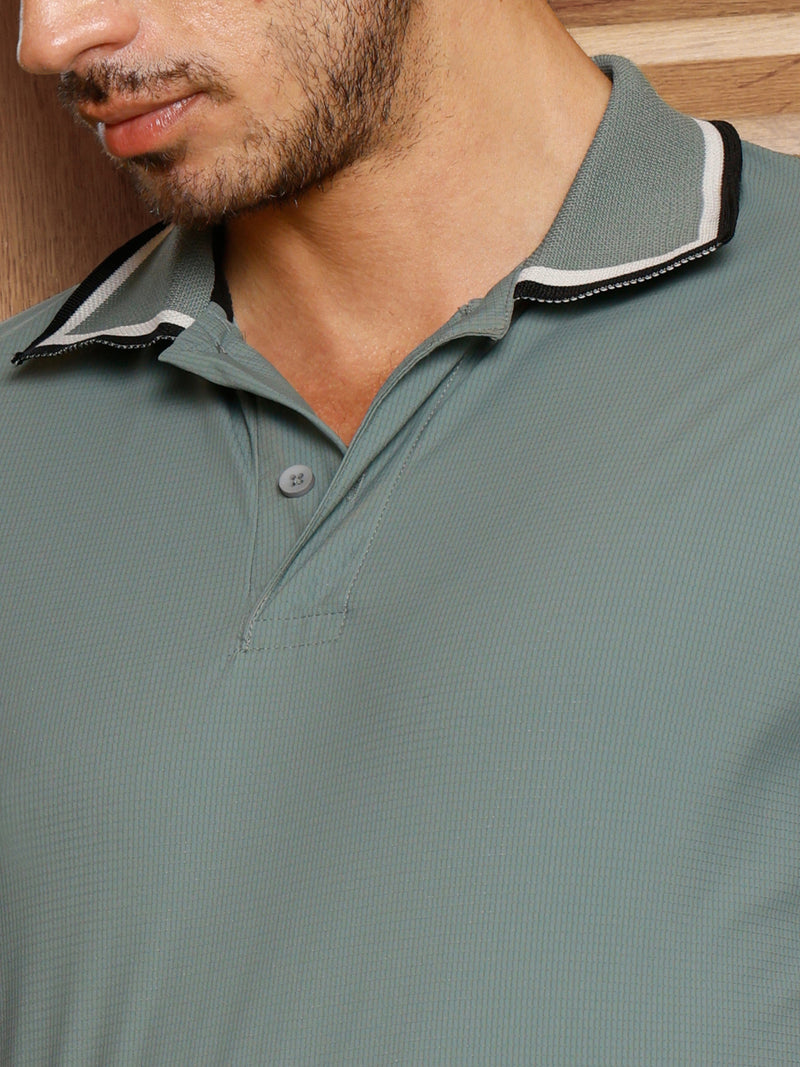 CAHOOT Men's Green Solid Polo T-Shirt - view 7