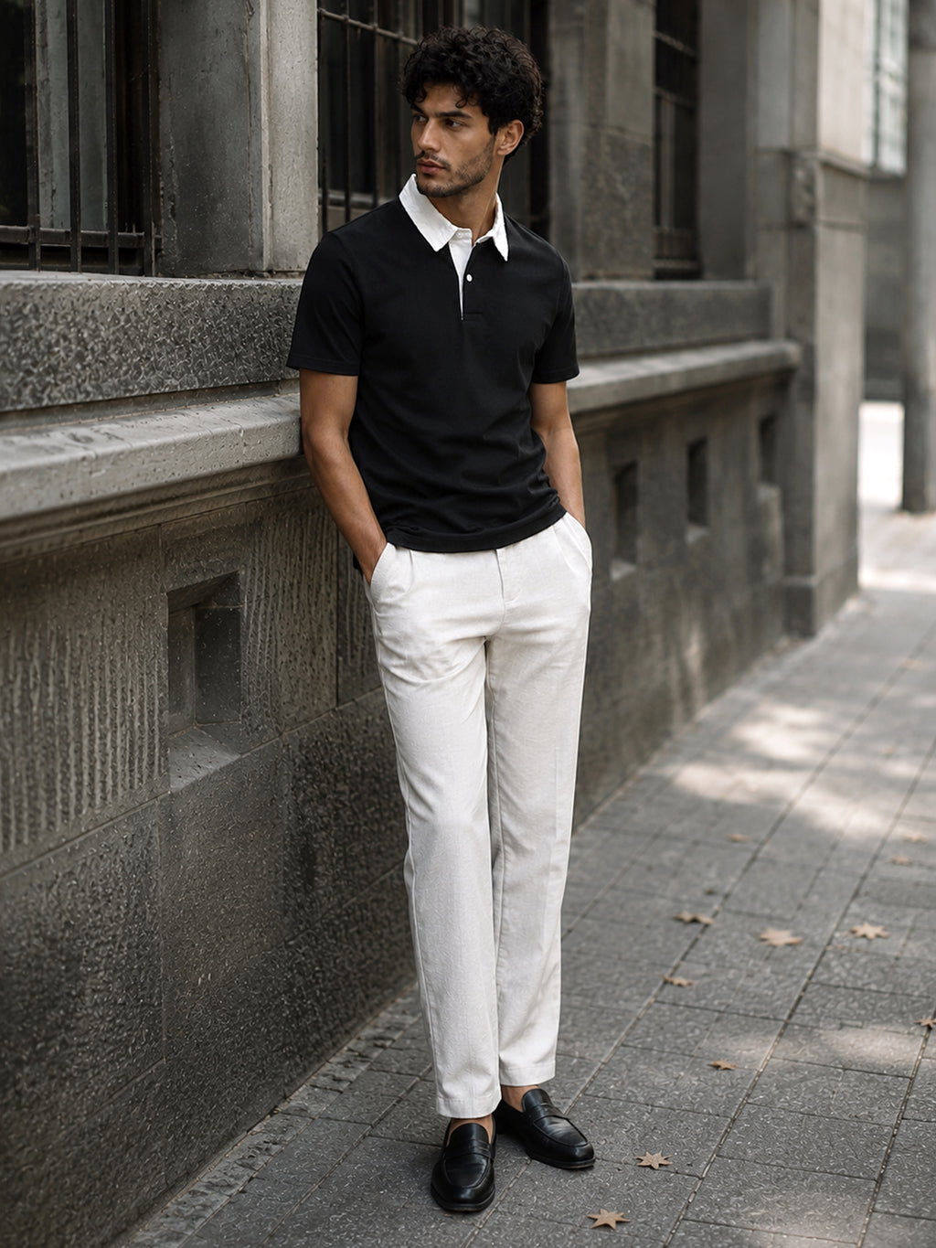 CAHOOT Black Contrast White-Collar Regular Fit Polo - view 4