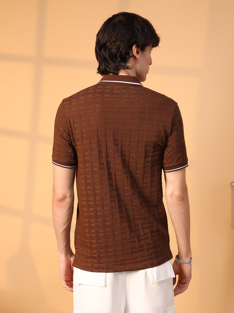 Weave-Textured Polo T-Shirt