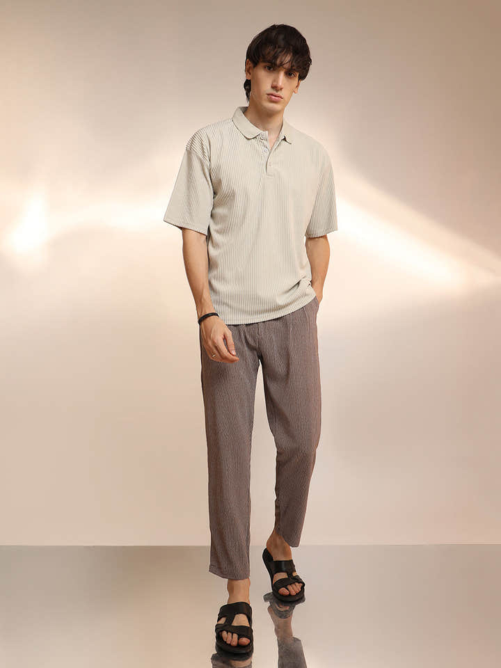 Ribbed Oversized Polo T-Shirt