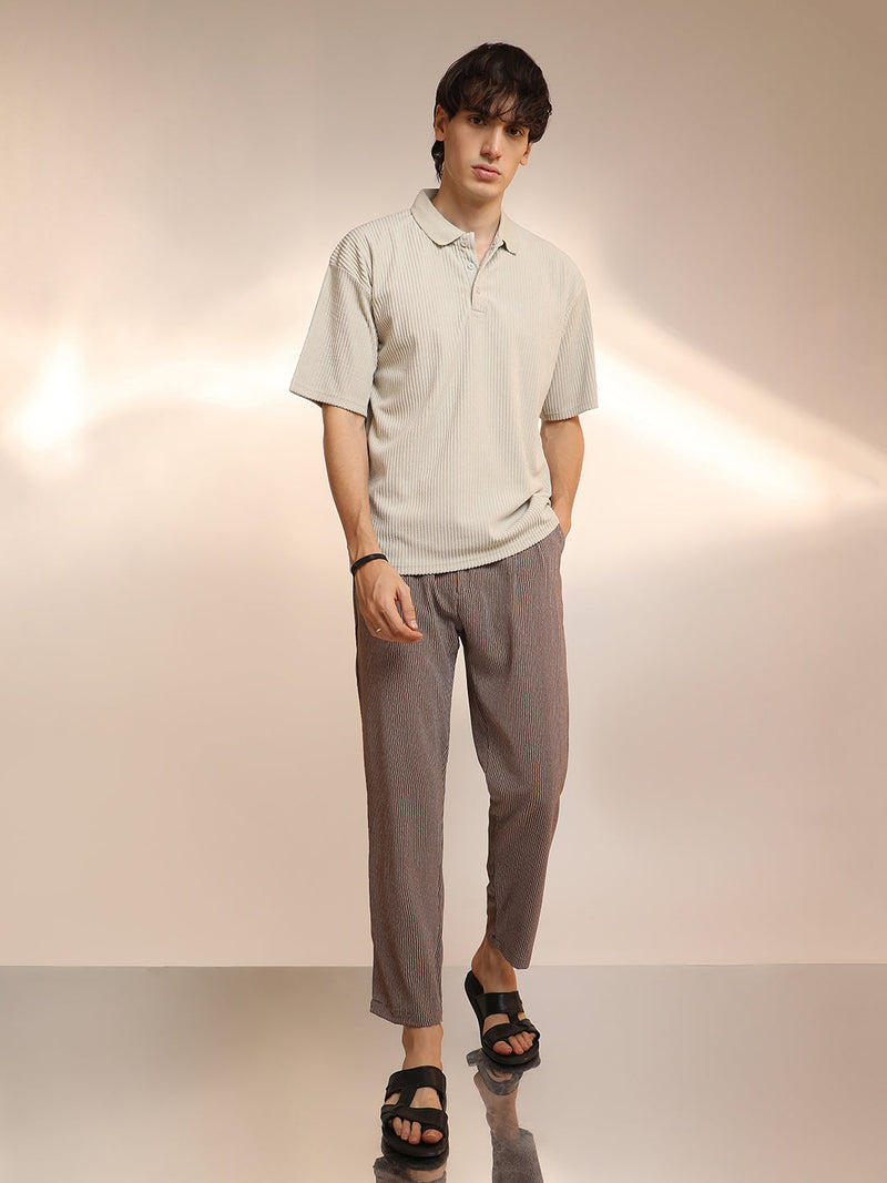 Ribbed Oversized Polo T-Shirt