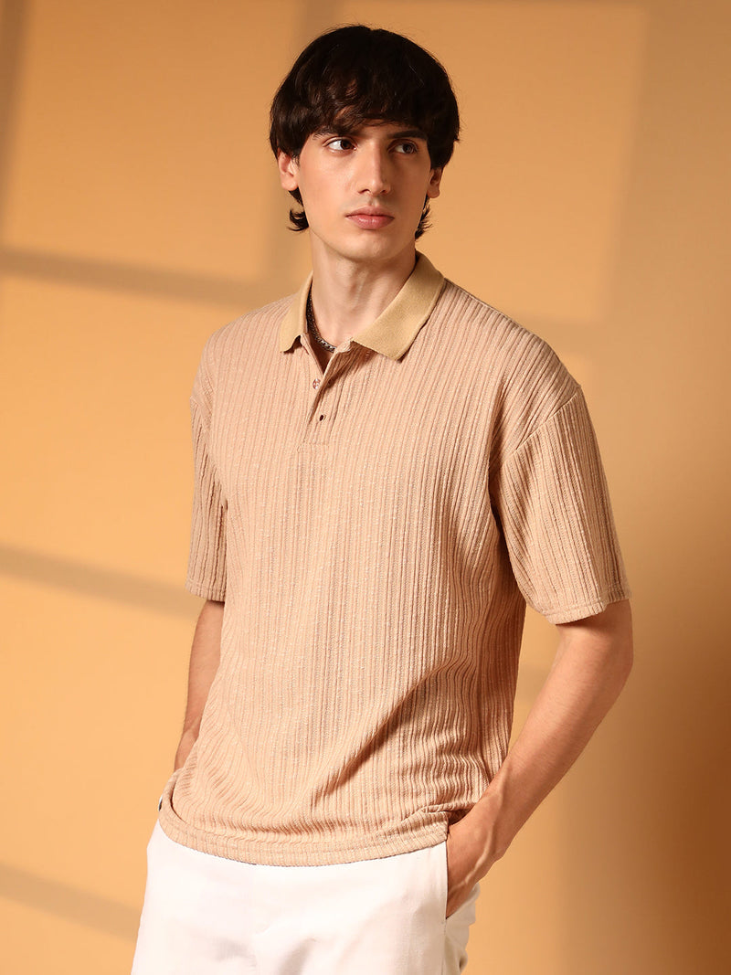 Striped Oversized Polo T-Shirt