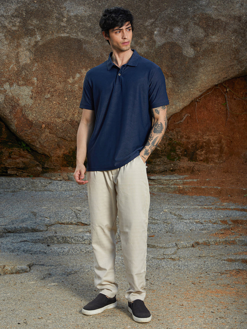 Basket-Textured Polo T-Shirt